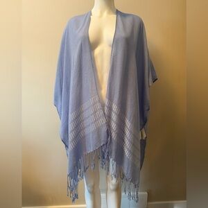 Elegant light blue Women's shawl with Fringe